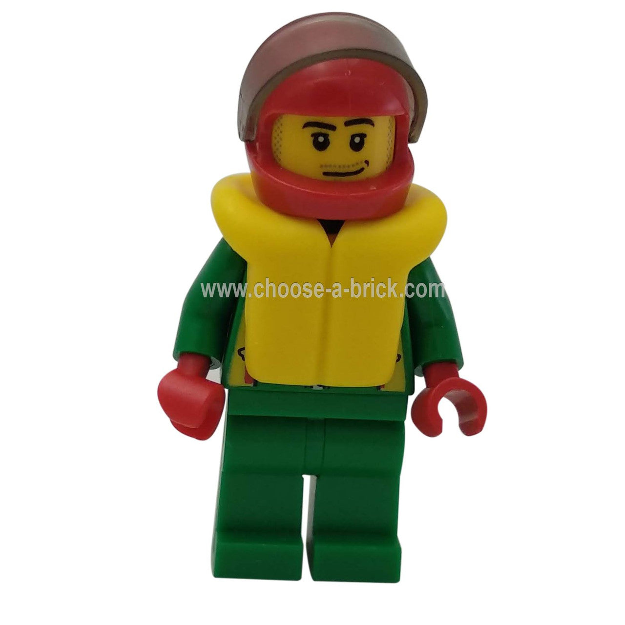 Octan - Green Jacket with Pockets, Smirk and Stubble Beard, Life Jacket - LEGO Minifigure City