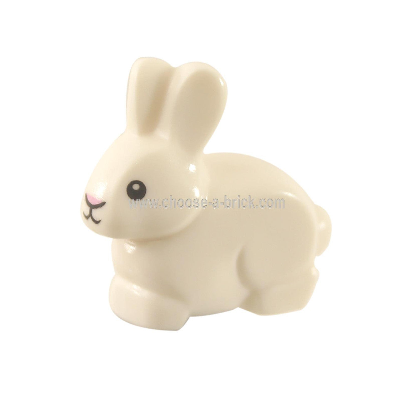 LEGO Minifigure -  White Bunny - Rabbit with Black Eyes and Mouth and Bright Pink Nose Pattern