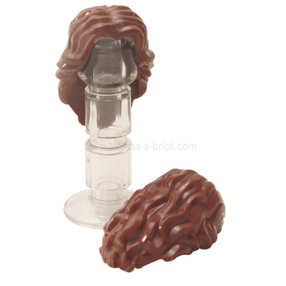 Minifigure, Hair Female Mid-Length Wavy with Center Part reddish brown