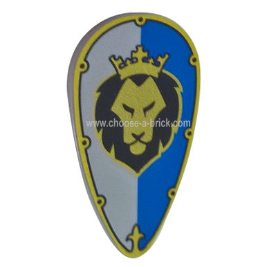 Shield Ovoid with Lion Head on White and Blue Pattern