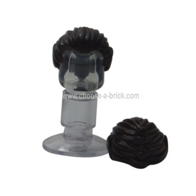 Dark Brown Minifigure, Hair Swept Back with Pointed Reddish Brown Ears Pattern