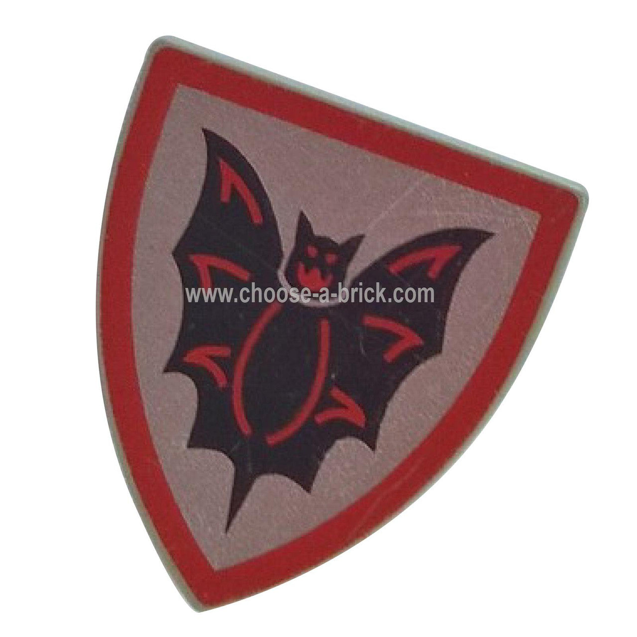 Shield Triangular with Black Bat on Silver Background Pattern - LEGO Parts and Pieces