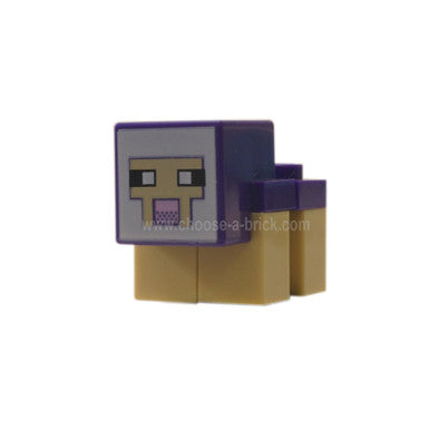 Minecraft Sheep, Lamb, Tan Legs, Dark Purple Head - Brick Built