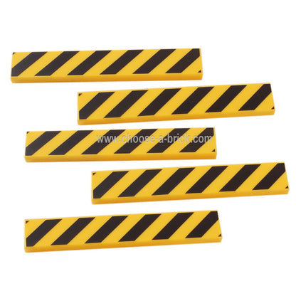 LEGO Parts -Yellow Tile 1 x 6 with Black Danger Stripes Pattern