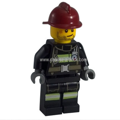 Fire - Reflective Stripes with Utility Belt, Dark Red Fire Helmet, Crooked Smile and Scar