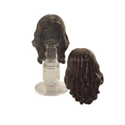 Minifigure, Hair Long Wavy with Center Part dark brown