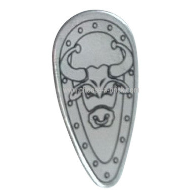 Shield Ovoid with Bull Head Black Outline on Chrome Silver Pattern