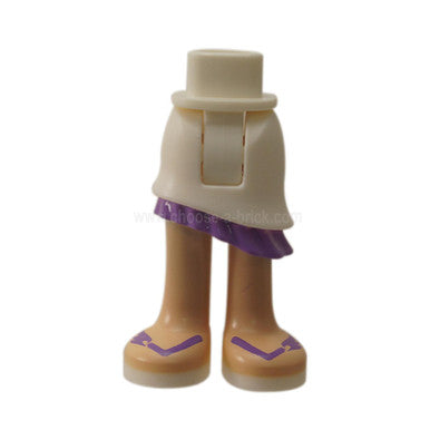 White Mini Doll Hips and Asymmetric Layered Skirt, Medium Lavender Ruffle, Light Nougat Legs and Medium Lavender Sandals Pattern