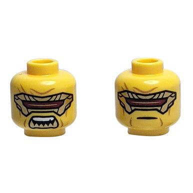 Dual-Sided Minifigure Head with Gold Eye Mask and Sharp Teeth