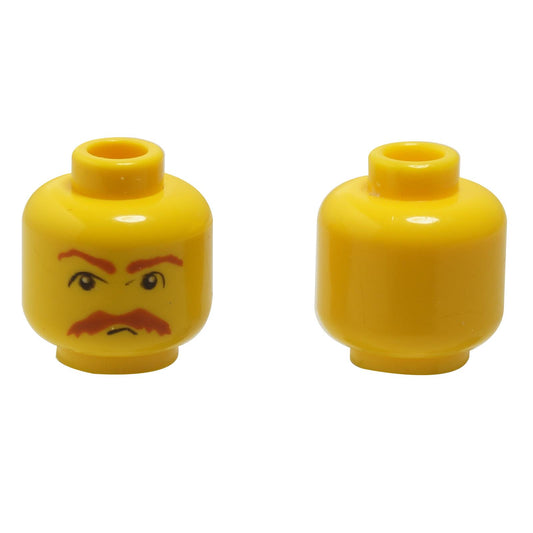 Minifigure, Head Moustache HP Brown Bushy Moustache and Eyebrows Pattern