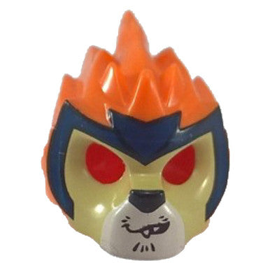 Orange Minifig, Headgear Mask Lion with Tan Face, Crooked Smile and Dark Blue Headpiece Pattern