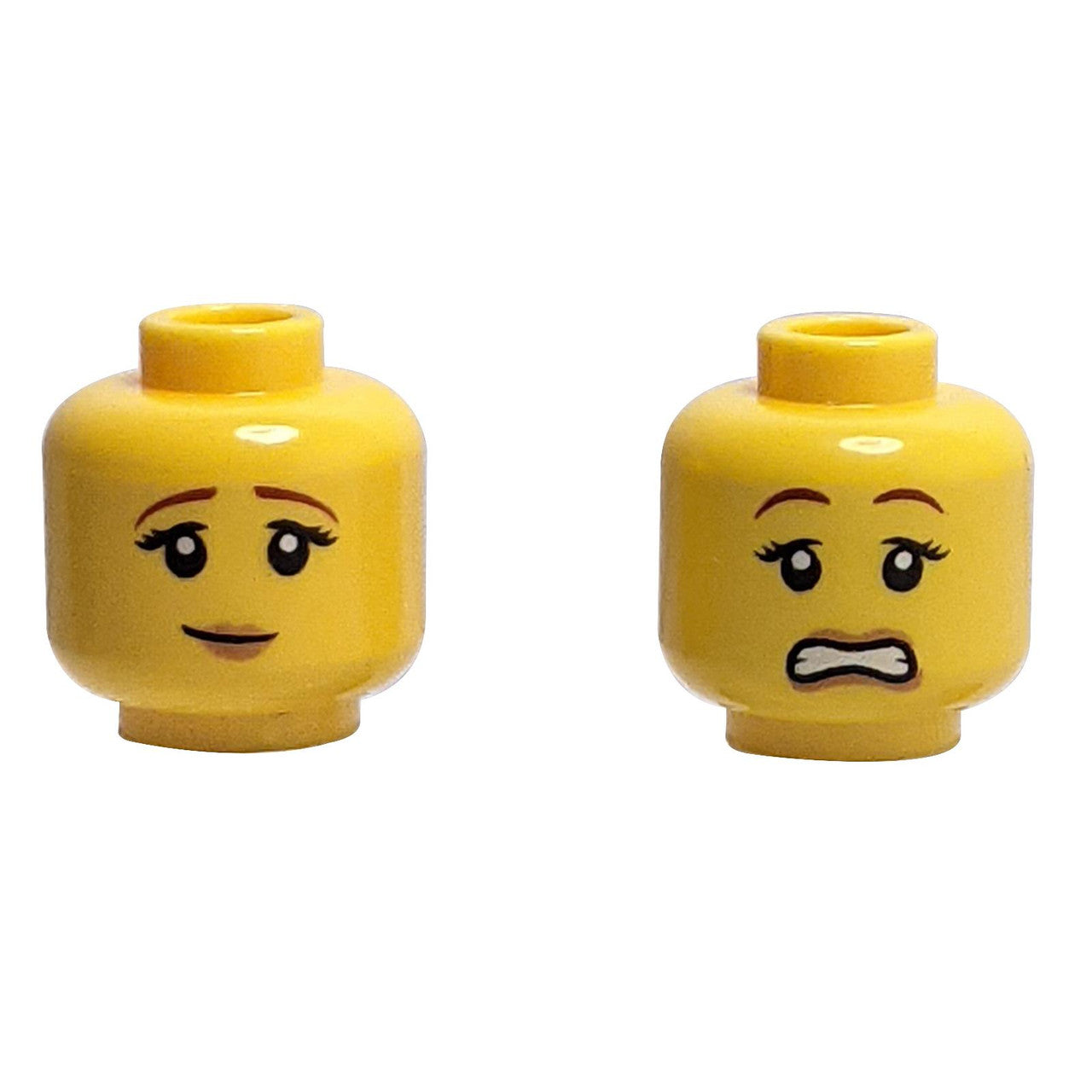 Dual-Sided Female Minifigure Head - Pensive Smile/Scared