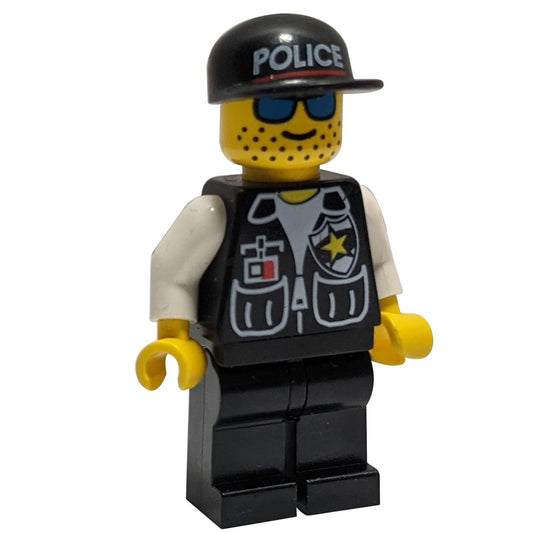 Police - Sheriff Star and 2 Pockets, Black Legs, White Arms, Black Cap with Police Pattern