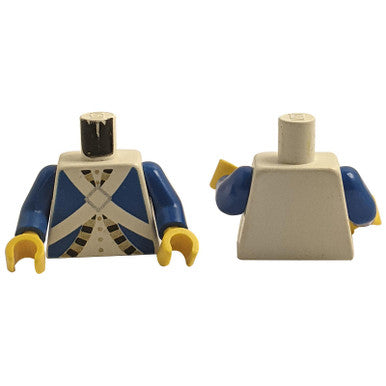 Torso Imperial Soldier Blue Uniform Jacket with Black and Gold Trim over Shirt with Buttons, Crossbelts with Silver Diamond Clasp Pattern (Bluecoat)