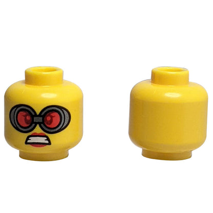 Minifigure Head Dual Sided with Smile and Googles Pattern