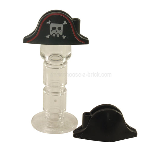 LEGO Parts - Minifigure, Headgear Hat, Pirate Bicorne with Large Square Skull and Crossbones and Red Line Pattern