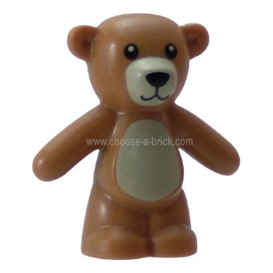 Oso de Peluche de Nougat Mediano con Ojos, Nariz y Boca Negros y Patrón de Estómago y Hocico Beige 