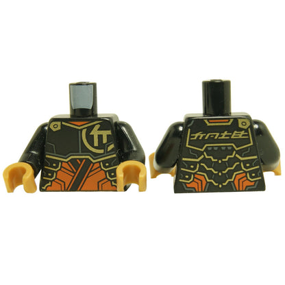 Torso Armor Plates over Orange Tunic, Gold Trim and Ninjago Logogram Letter C, 'COLE' on Back Patte