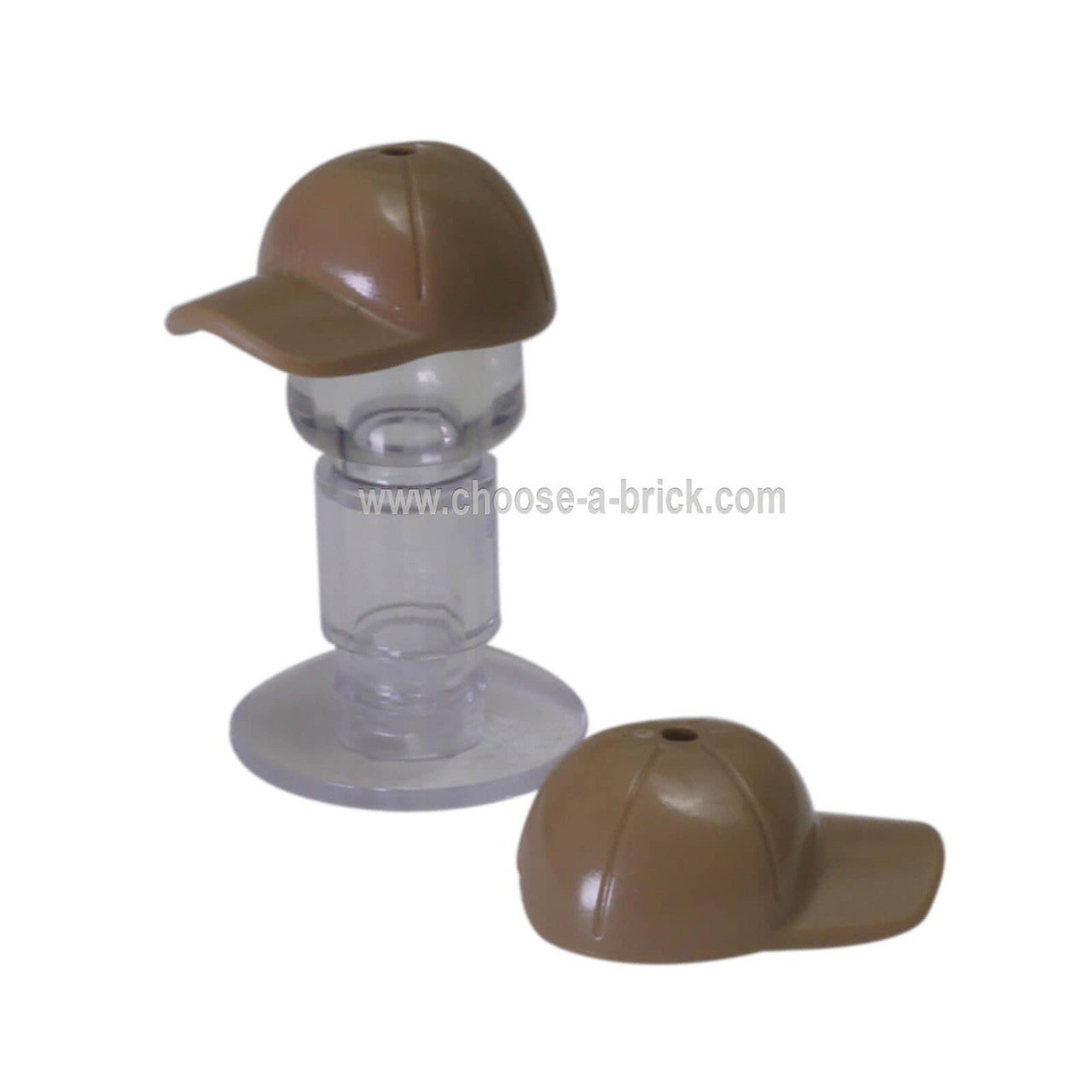 Minifigure, Headgear Cap - Short Curved Bill with Seams and Hole on Top dark tan