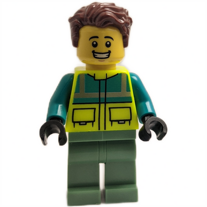 Paramedic - Male, Dark Turquoise and Neon Yellow Safety Vest, Sand Green Legs, Reddish Brown Hair, O