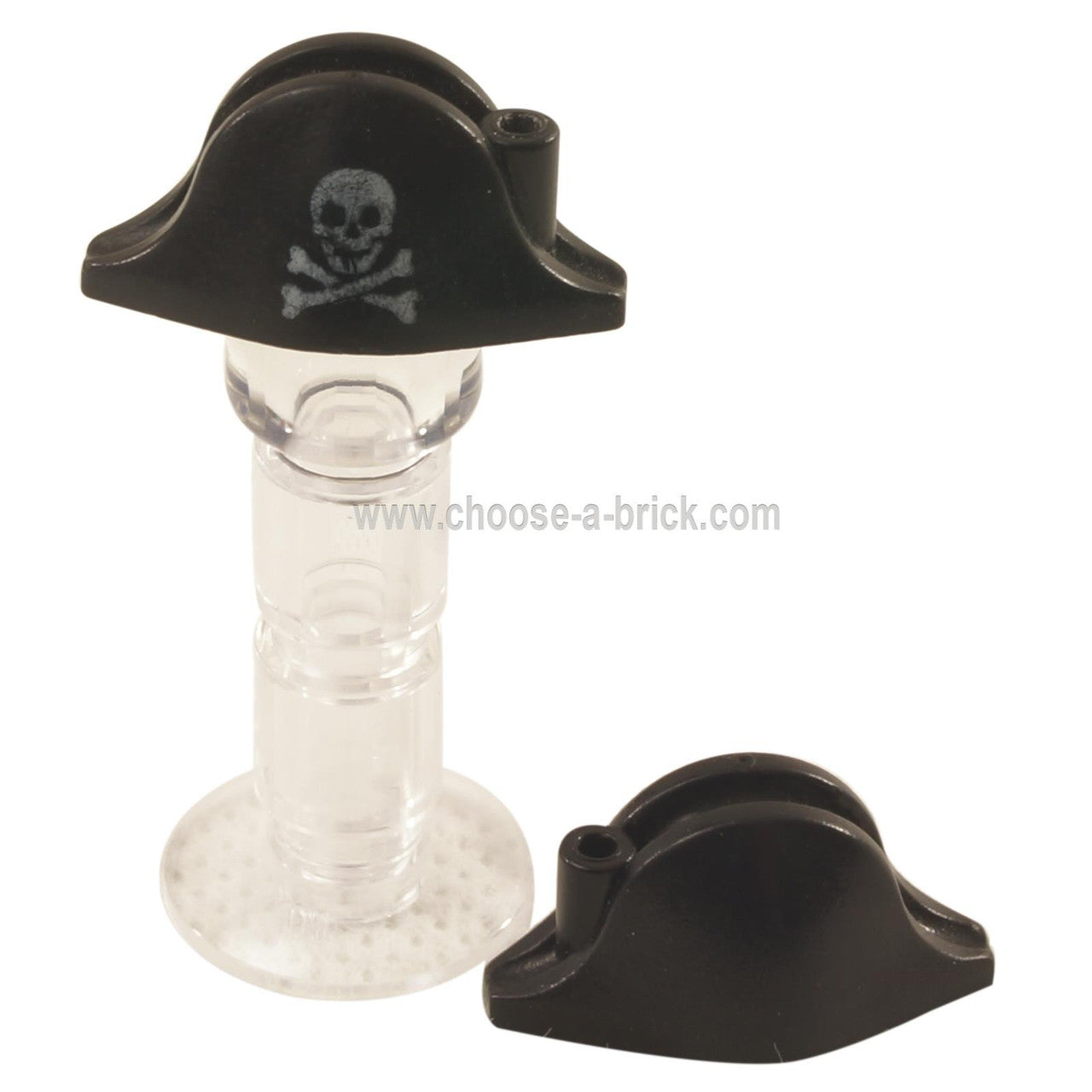 Black Minifigure, Headgear Hat, Pirate Bicorne with Small Skull and Crossbones Pattern