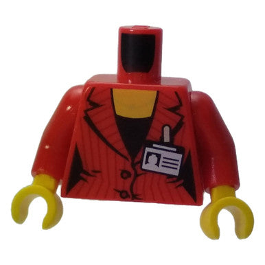 Red Torso Suit Jacket with Two Buttons, Necklace and Badge Pattern - Red Arms - Yellow Hands