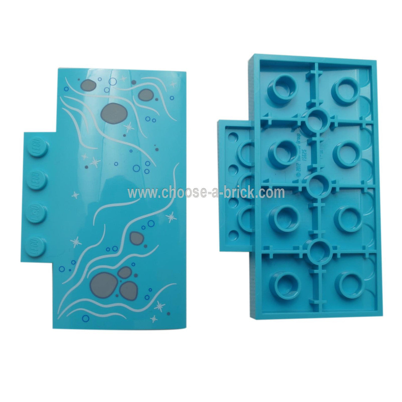 LEGO parts - Medium Azure Slope, Curved 5 x 8 x 2-3 with Bubbles and Light Bluish Gray Rocks in Stream Pattern