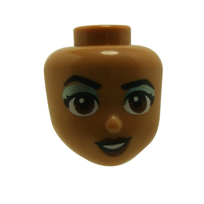 LEGO® Mini Doll Head - 105933 Friends Head with striking blue eyeshadow, and a charming smile