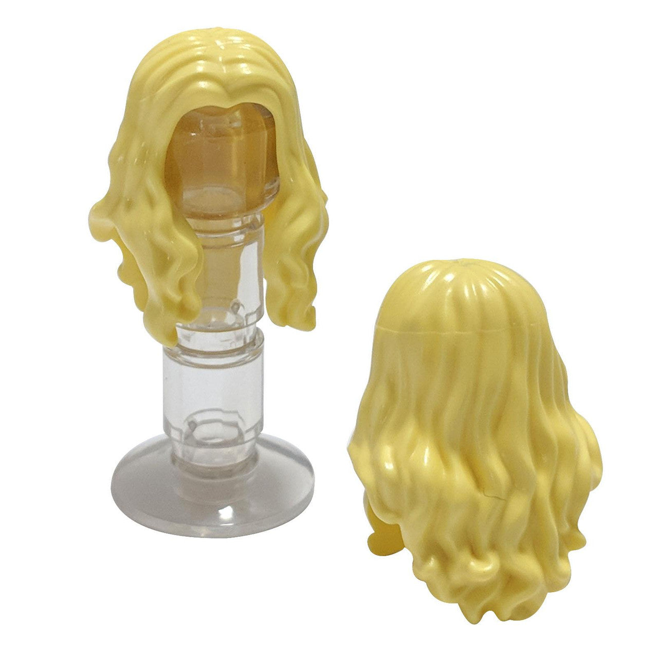 Minifigure, Hair Long Wavy with Center Part bright light yellow