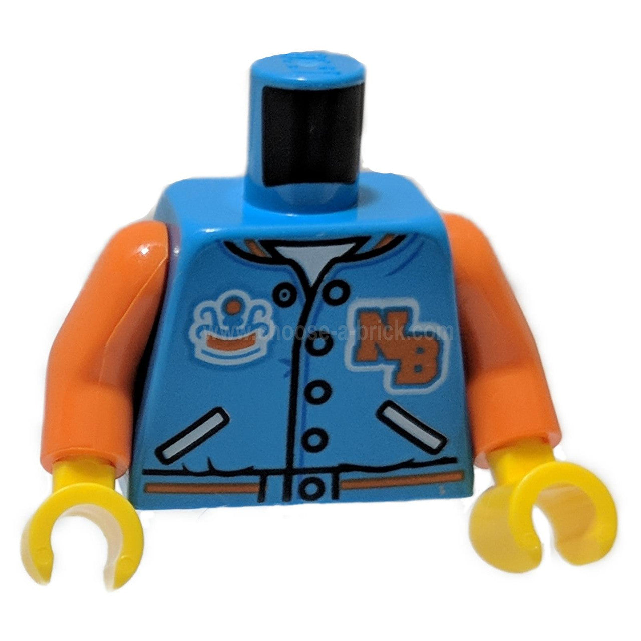 Dark Azure Torso Sports Jacket with Orange 'NB' and 'SQUIDS' on Back Pattern - Orange Arms - Yellow Hands