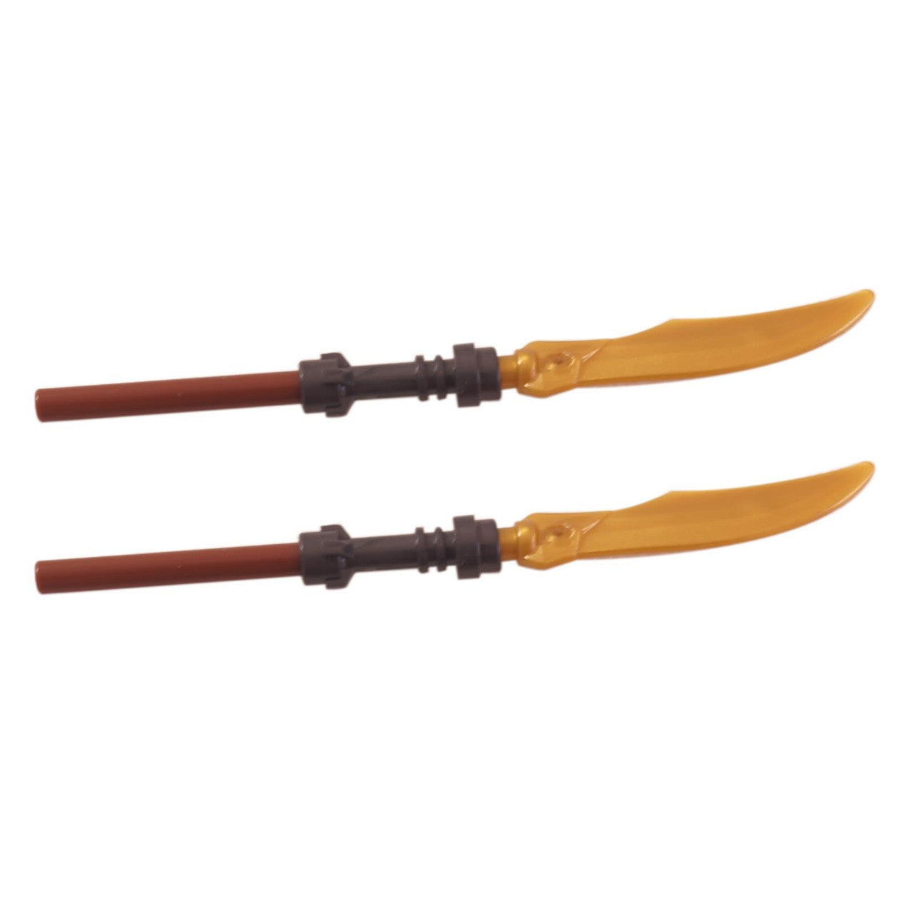 2 LEGO Ninjago Spears with Sword Curved Blade with Bar pearl gold