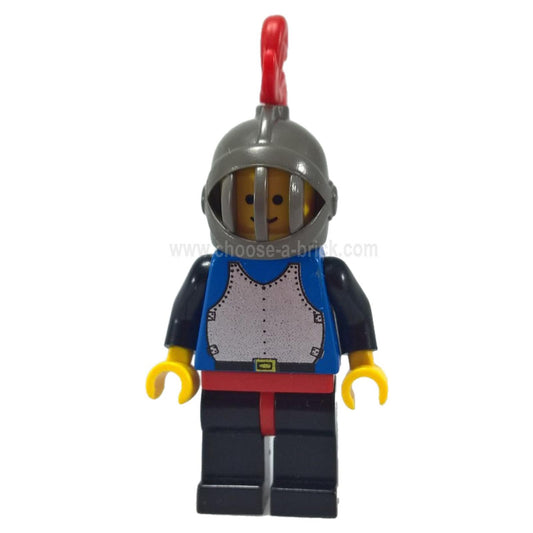 Breastplate - Blue with Black Arms, Black Legs with Red Hips, Dark Gray Grille Helmet, Red Plume, Blue Cape - Lego Minifigure