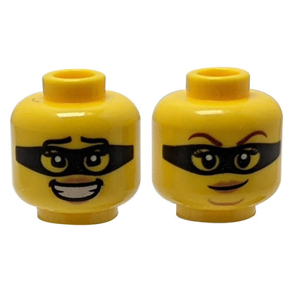 Dual Sided Female with Mask - Smile with Teeth / Frown Pattern - Hollow Stud