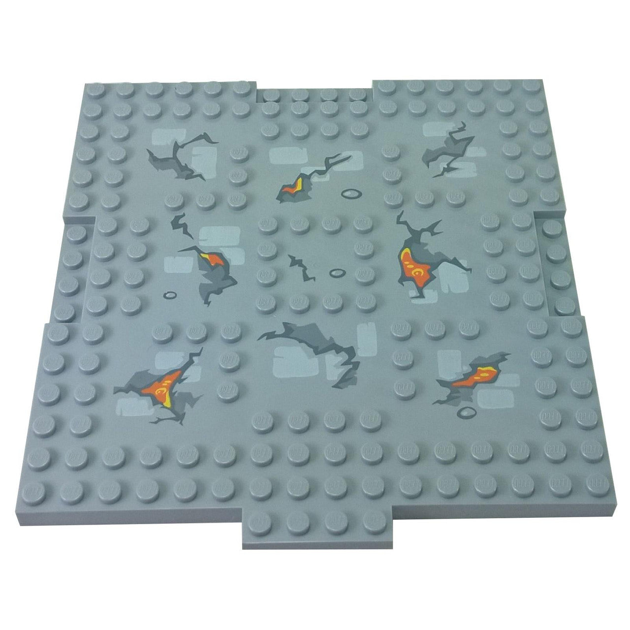 Brick, Modified 16 x 16 x 2-3 1 x 4 Indentations and 1 x 4 Plate Cracks and Lava Pattern