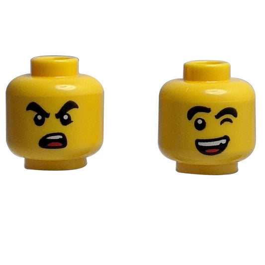 Minifigure Head  with Angry and Winking