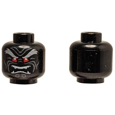 Minifigure Head with Black and Red Evil Face Pattern