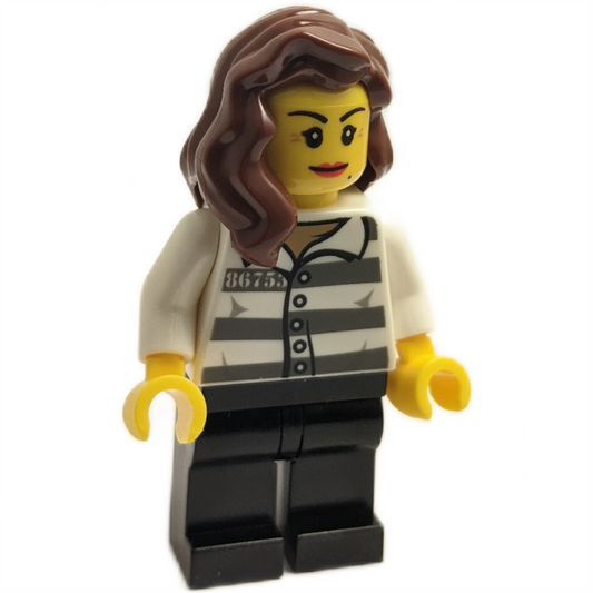 Female Jail Prisoner 86753 Prison Stripes with Reddish Brown Female Hair