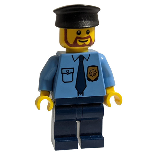 Police - City Shirt with Dark Blue Tie and Gold Badge, Dark Blue Legs, Black Hat