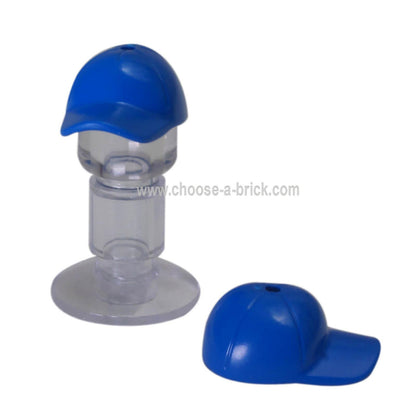 Minifigure, Headgear Cap - Short Curved Bill with Seams and Hole on Top blue