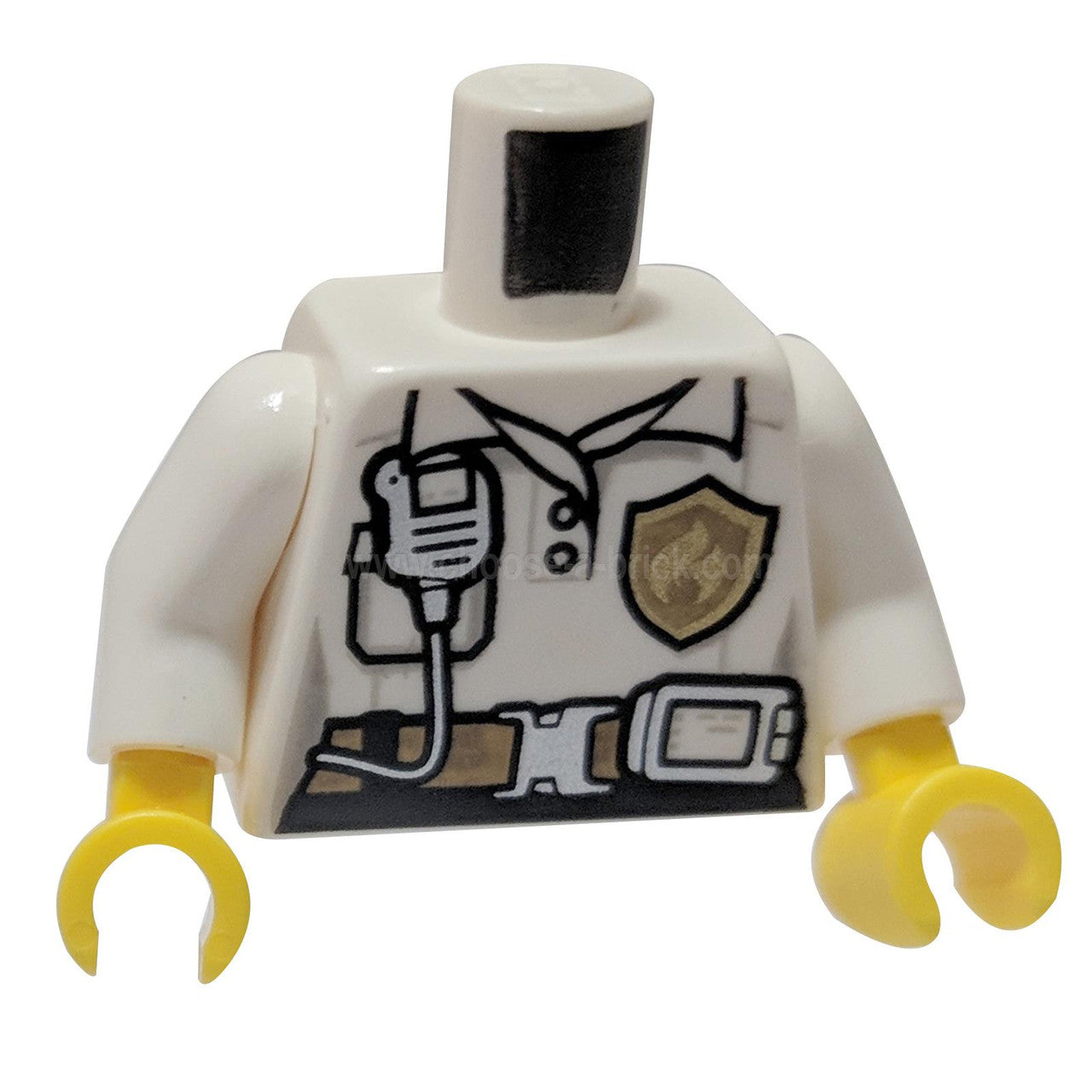 White Torso Fire Chief Female, Fire Logo Badge and Belt with Radio Pattern - White Arms - Yellow Hands