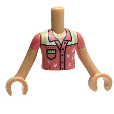 Mini Doll Torso - Coral Shirt with Stars and Pocket Detail