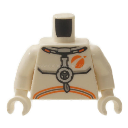  White Torso Spacesuit with Dark Bluish Gray and Orange Stripes Pattern - White Arms - White Hands