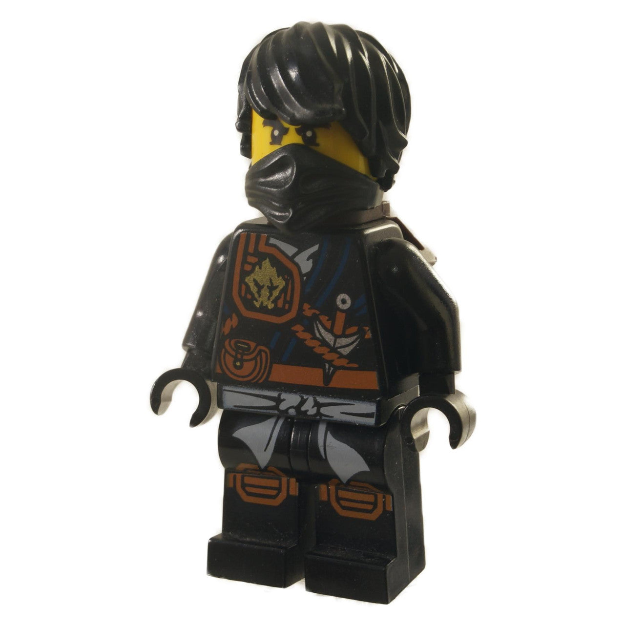 LEGO Minifigure Cole - Knee Pads with Scabbard - njo202 (front view showing scabbard details)