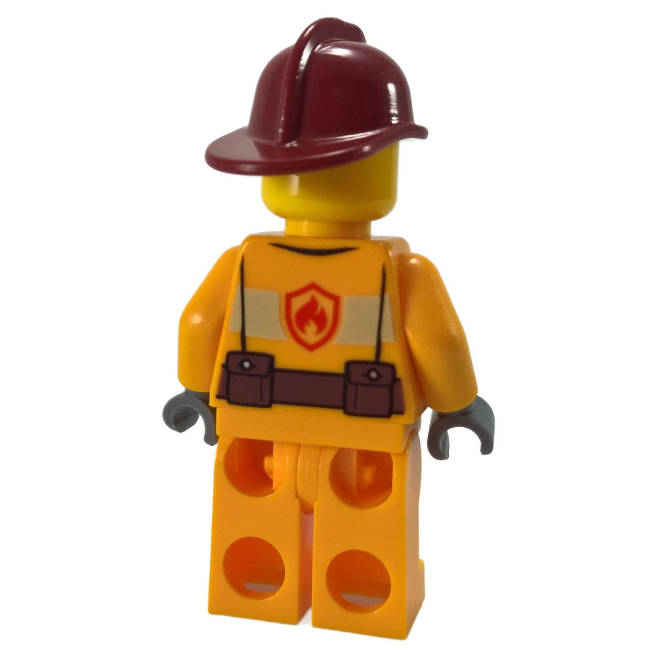 Fire - Bright Light Orange Fire Suit with Utility Belt, Dark Red Fire Helmet, Crooked Smile and Scar