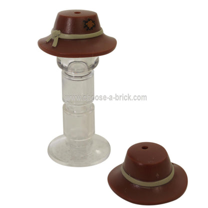 REddish Brown Minifigure, Headgear Hat, Wide Floppy Brim with Knotted Tan Band Pattern