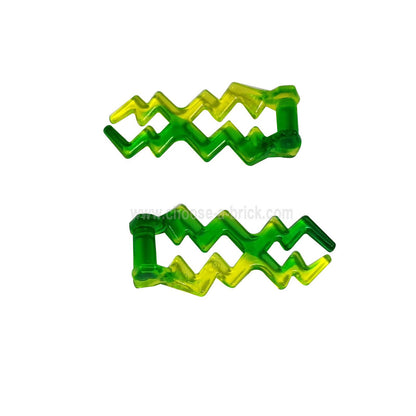 Trans-Neon Green Wave Angular Double with Bar Handle (Electric Zigzag) with Marbled Trans-Bright Green Pattern