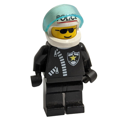 	Police - Zipper with Sheriff Star, White Helmet with Police Pattern, Trans-Light Blue Visor