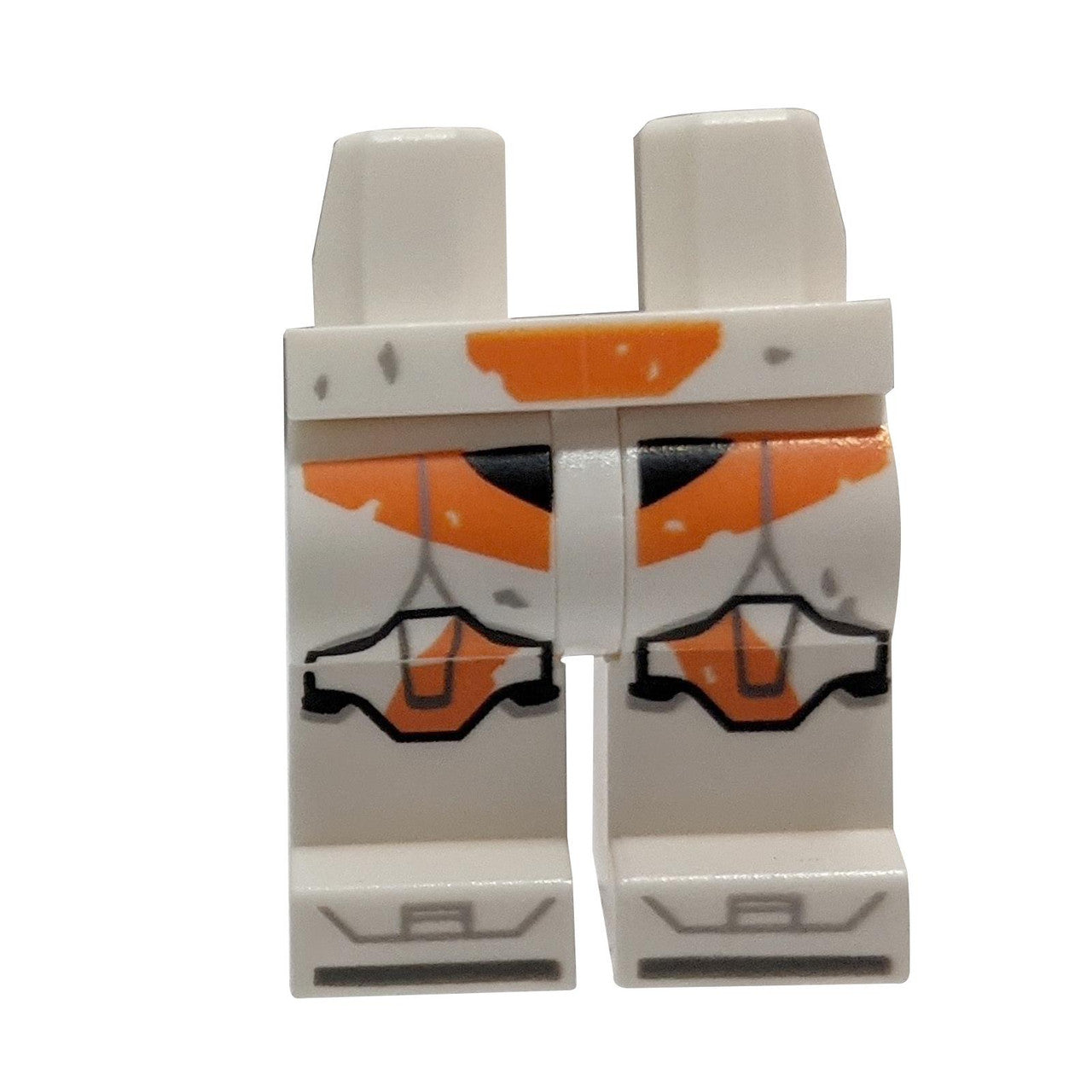 Hips and Legs with SW Clone Trooper Armor, Orange Knee Pads and Markings, and Light Bluish Gray Lines and Spots Pattern