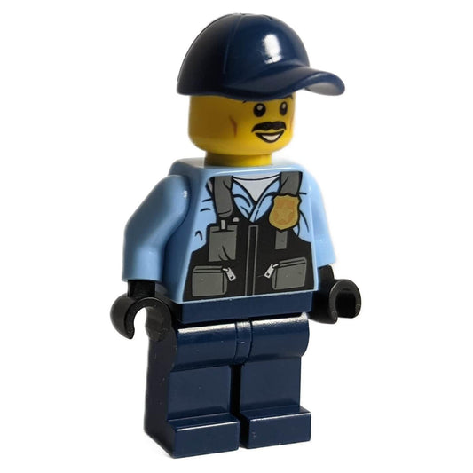 Police - City Officer Male, Dark Blue Cap & Mustache