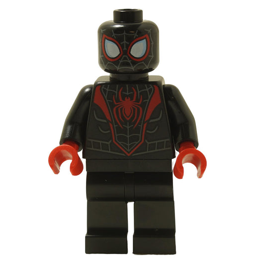 Spider-Man (Miles Morales) - Dark Bluish Gray Webbing on Head, Red Hands